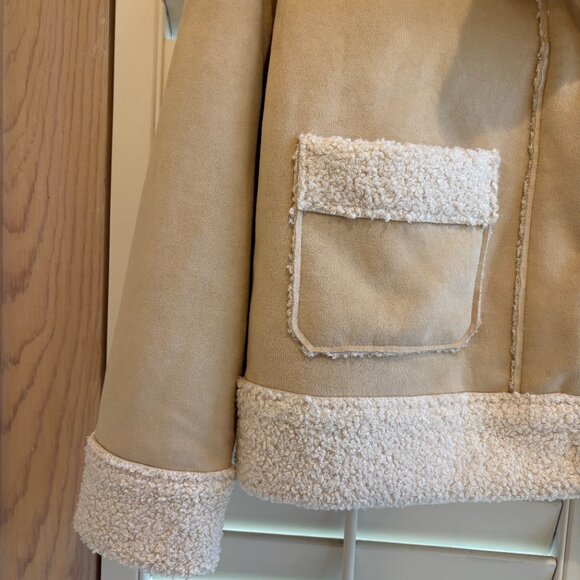 Marine Layer faux suede & faux shearling jacket in tortoise shell/cream - Picture 3 of 5